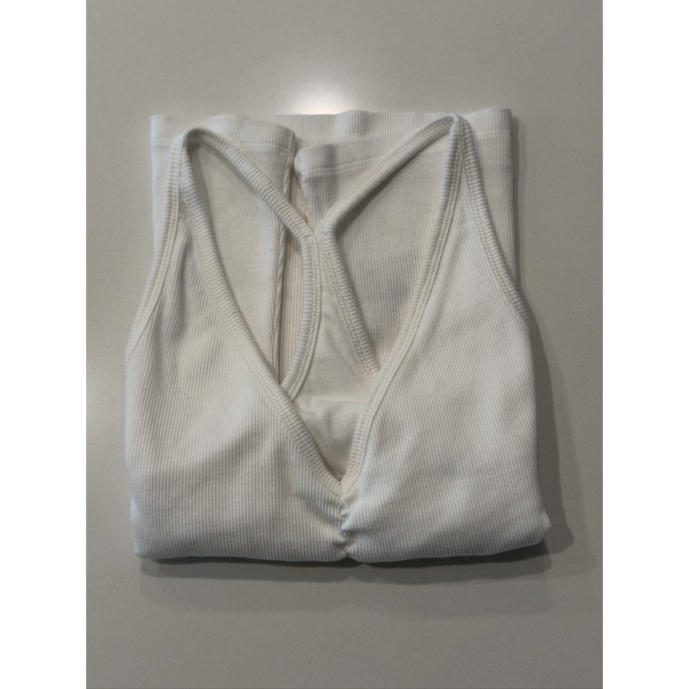 Old Navy SL Racerback T Tank Top Women's L Calla Lily Ribbed V-Neck Slim Fit
